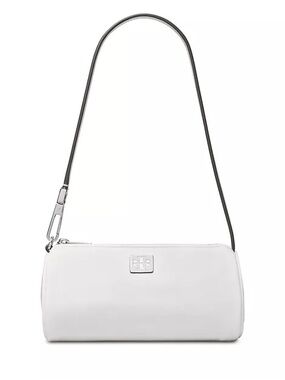 Tory Burch White Cylinder Shoulder Bag with Black Strap